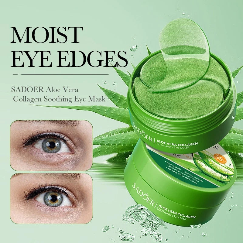 Aloe Vera Collagen Eye Mask (60pcs) – Moisturizing, Brightening & Dark Circle Care