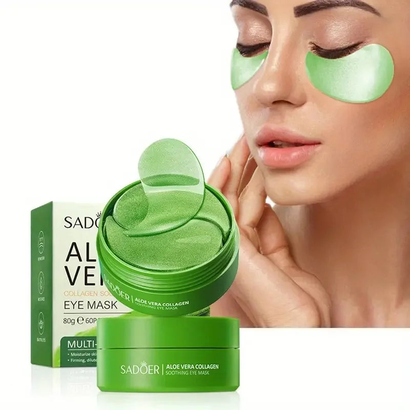 Aloe Vera Collagen Eye Mask (60pcs) – Moisturizing, Brightening & Dark Circle Care