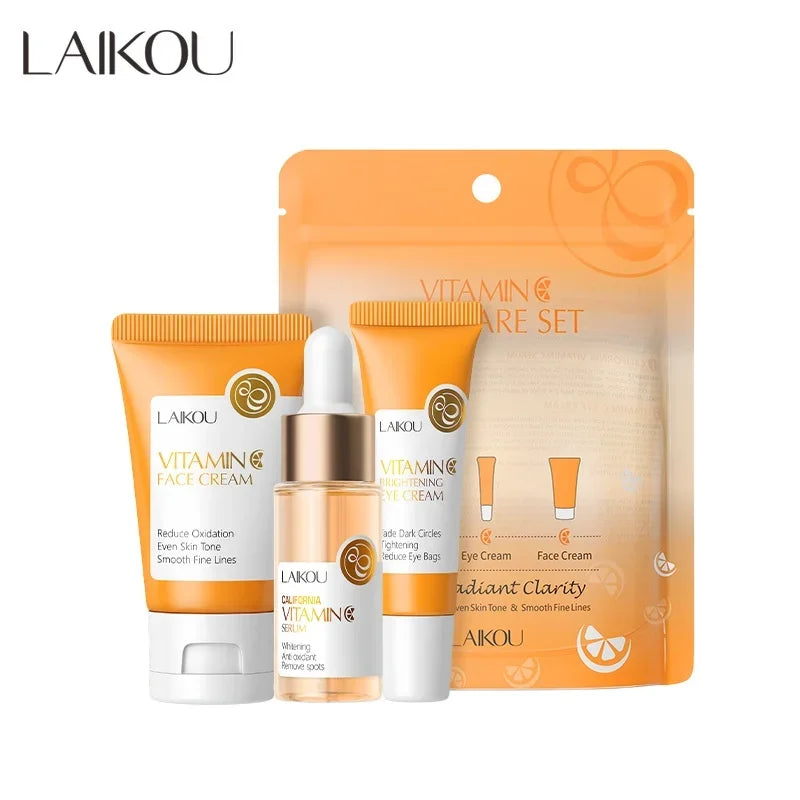 LAIKOU Vitamin C Facial Set (3pcs) – Hydrating, Moisturizing & Brightening