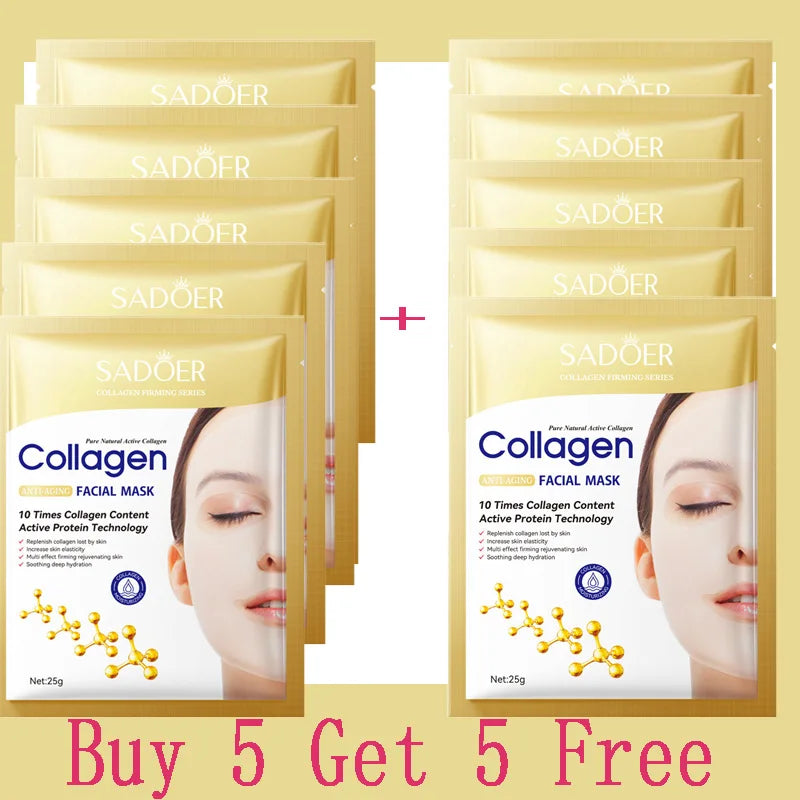 Collagen Facial Mask (10pcs) – Anti-Wrinkle, Moisturizing & Brightening