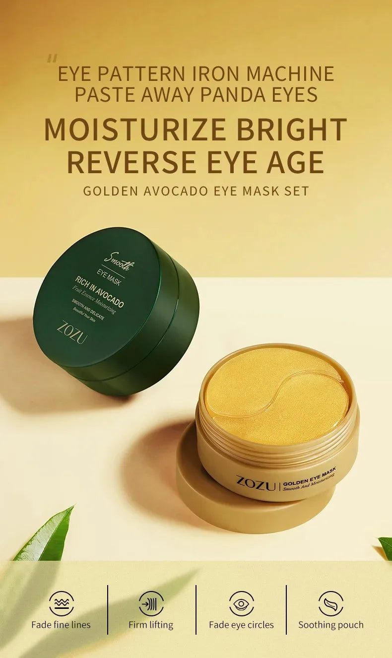 Avocado Gold Eye Patches (60/120pcs) – Moisturizing, Anti-Wrinkle & Dark Circles Care