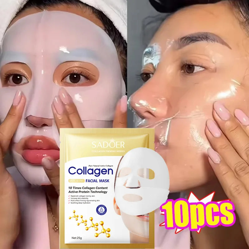 Collagen Facial Mask (10pcs) – Anti-Wrinkle, Moisturizing & Brightening