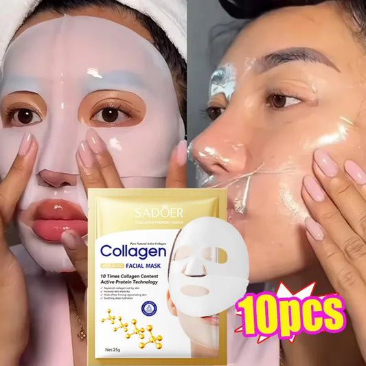Collagen Facial Mask (10pcs) – Anti-Wrinkle, Moisturizing & Brightening