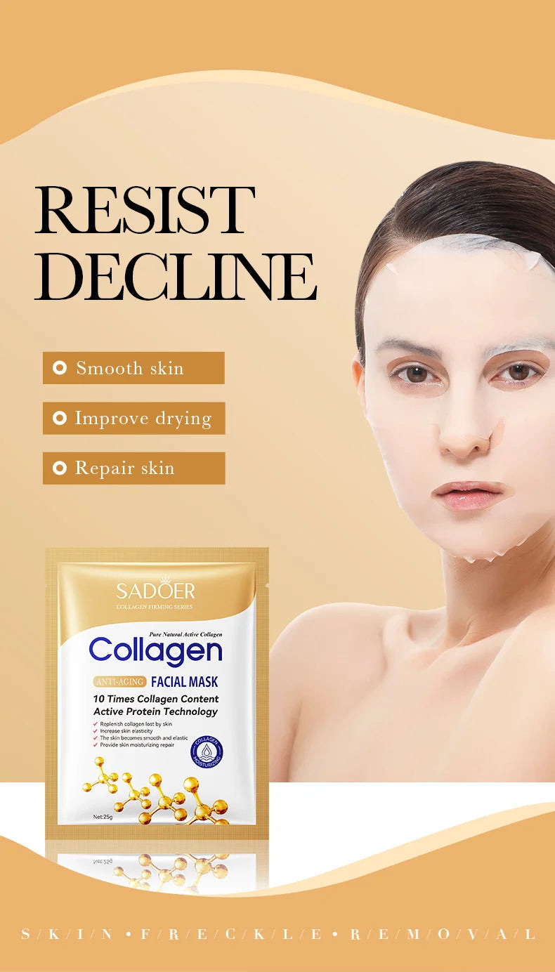 Collagen Facial Mask (10pcs) – Anti-Wrinkle, Moisturizing & Brightening