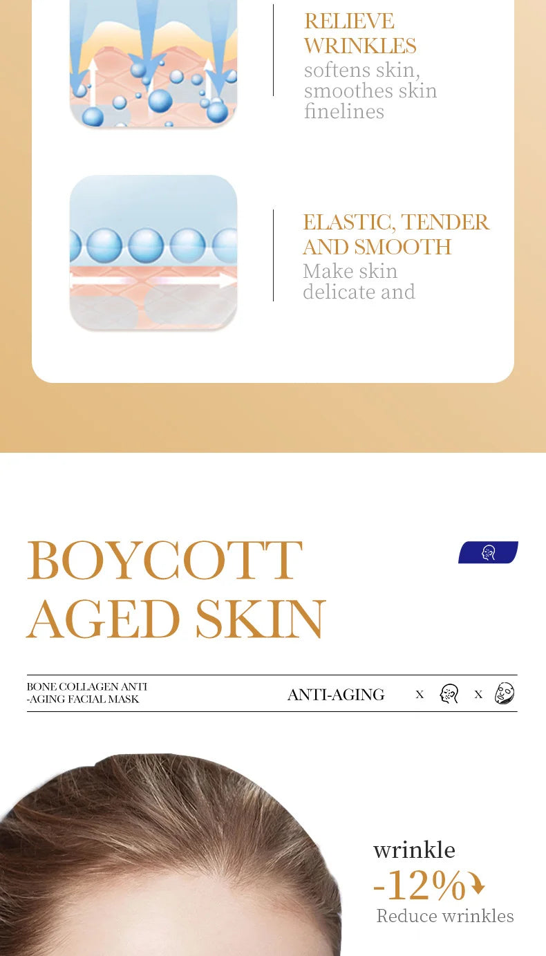 Collagen Facial Mask (10pcs) – Anti-Wrinkle, Moisturizing & Brightening