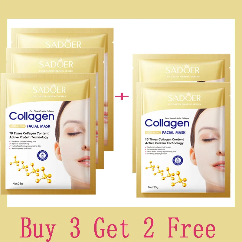 Collagen Facial Mask (10pcs) – Anti-Wrinkle, Moisturizing & Brightening