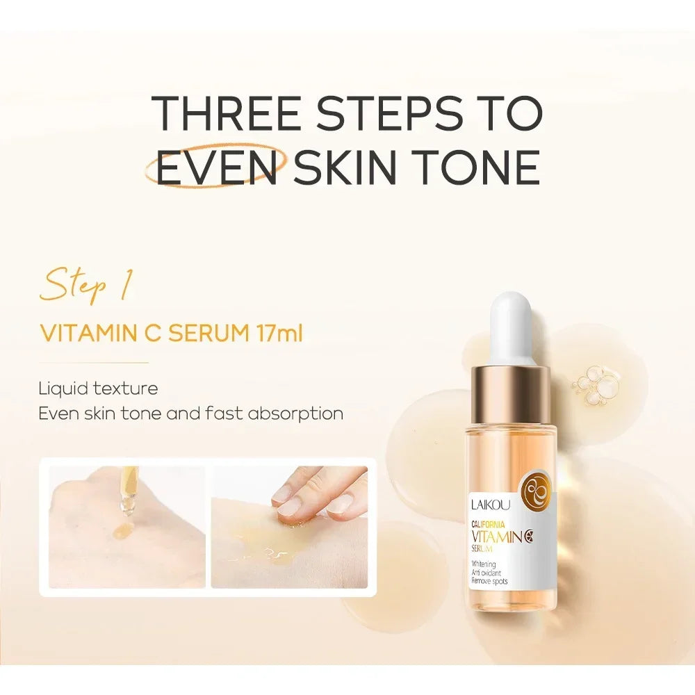 LAIKOU Vitamin C Facial Set (3pcs) – Hydrating, Moisturizing & Brightening