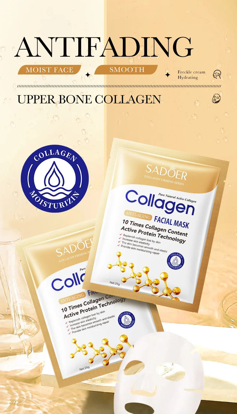 Collagen Facial Mask (10pcs) – Anti-Wrinkle, Moisturizing & Brightening