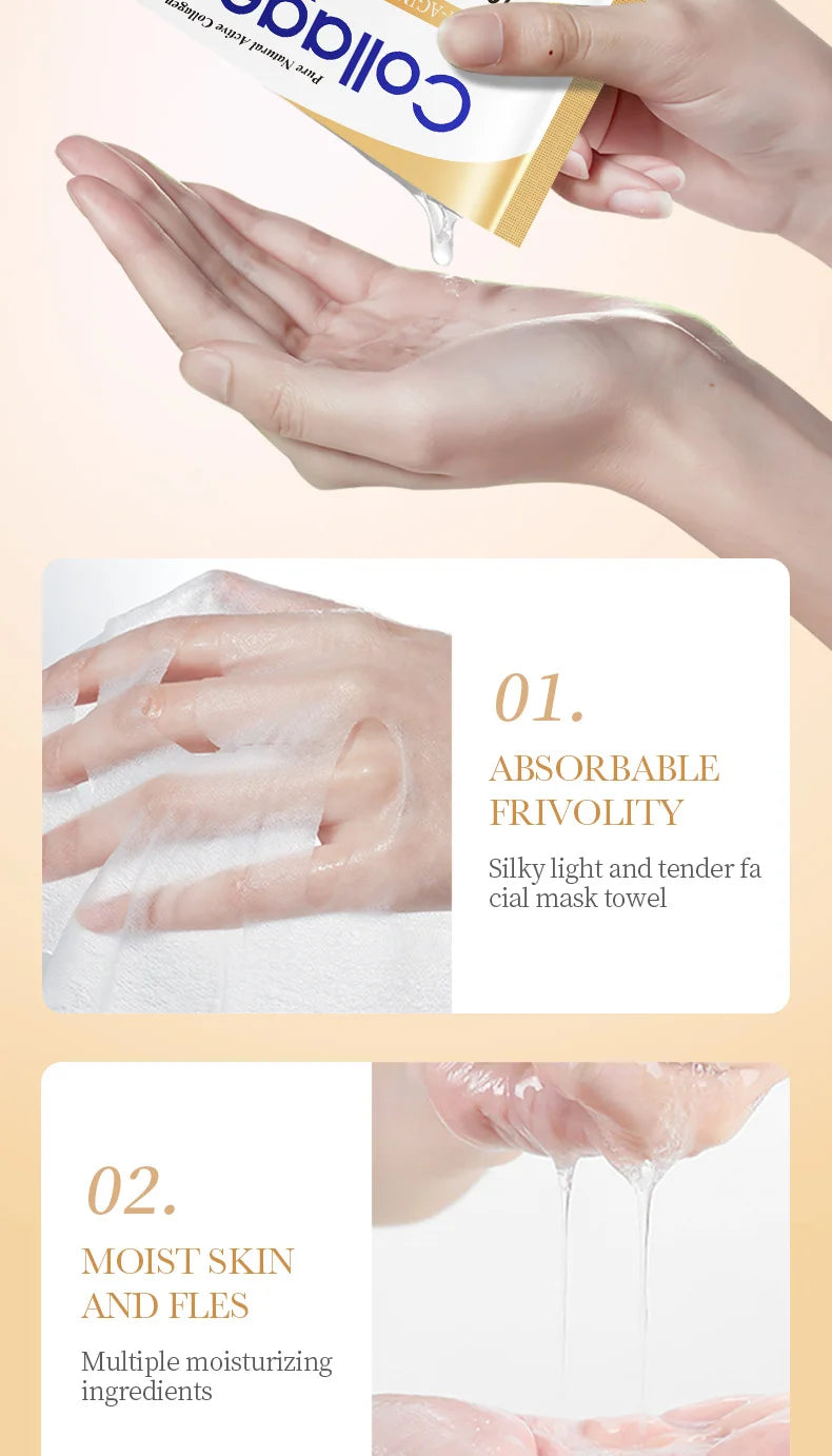 Collagen Facial Mask (10pcs) – Anti-Wrinkle, Moisturizing & Brightening