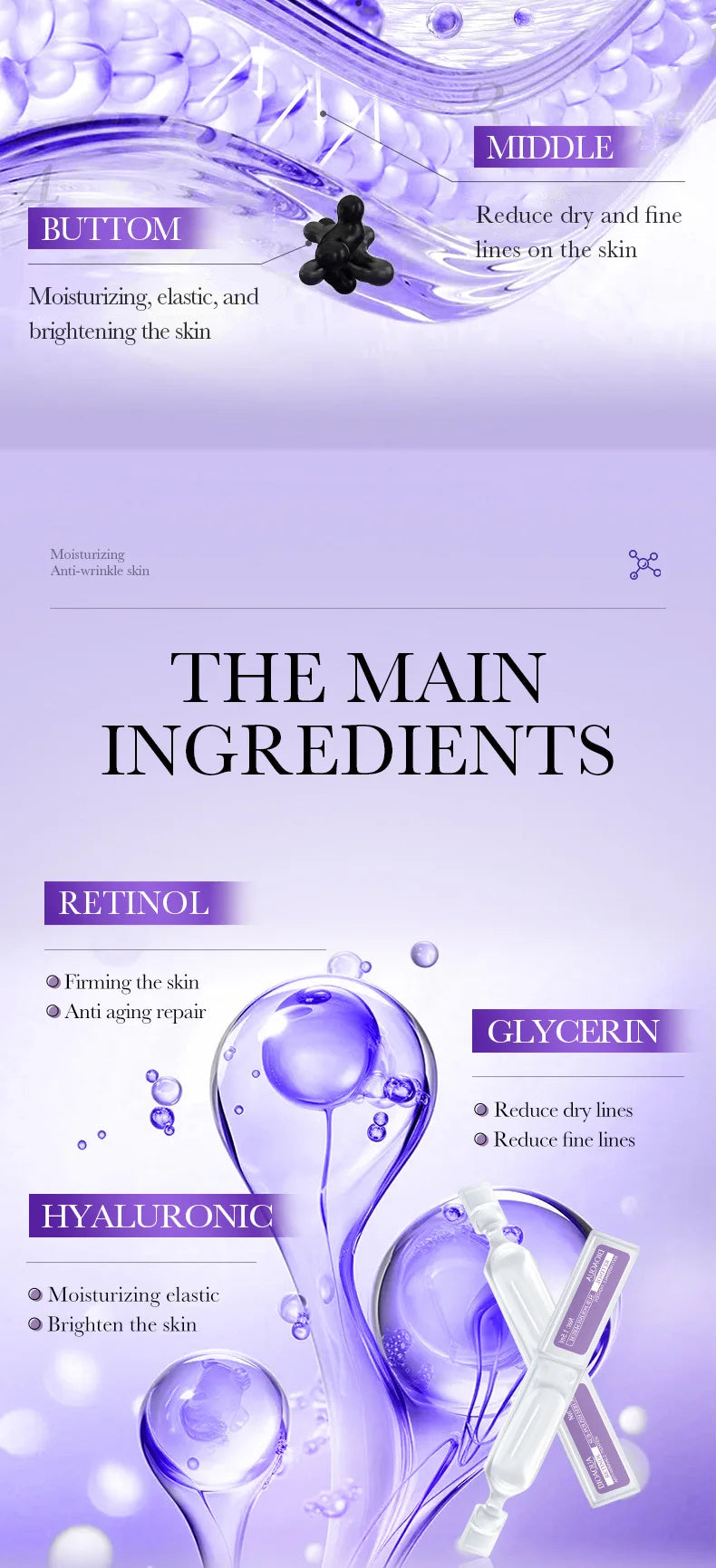 BIOAQUA 30pcs Face Serum – Retinol, Vitamin C & Hyaluronic Acid