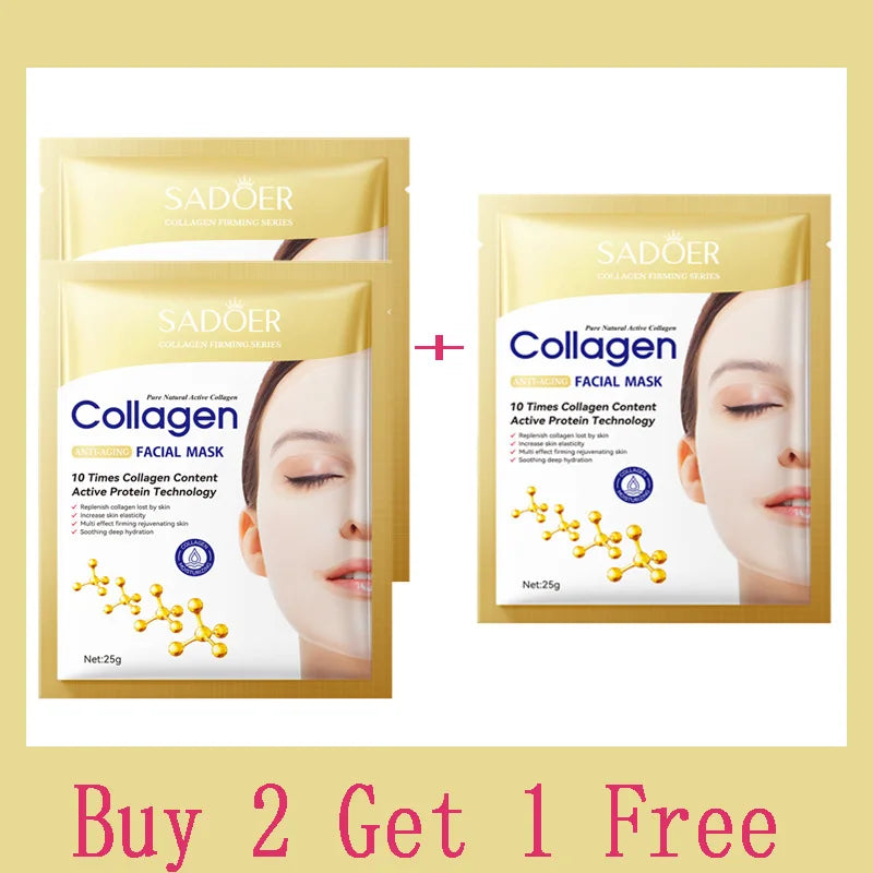 Collagen Facial Mask (10pcs) – Anti-Wrinkle, Moisturizing & Brightening