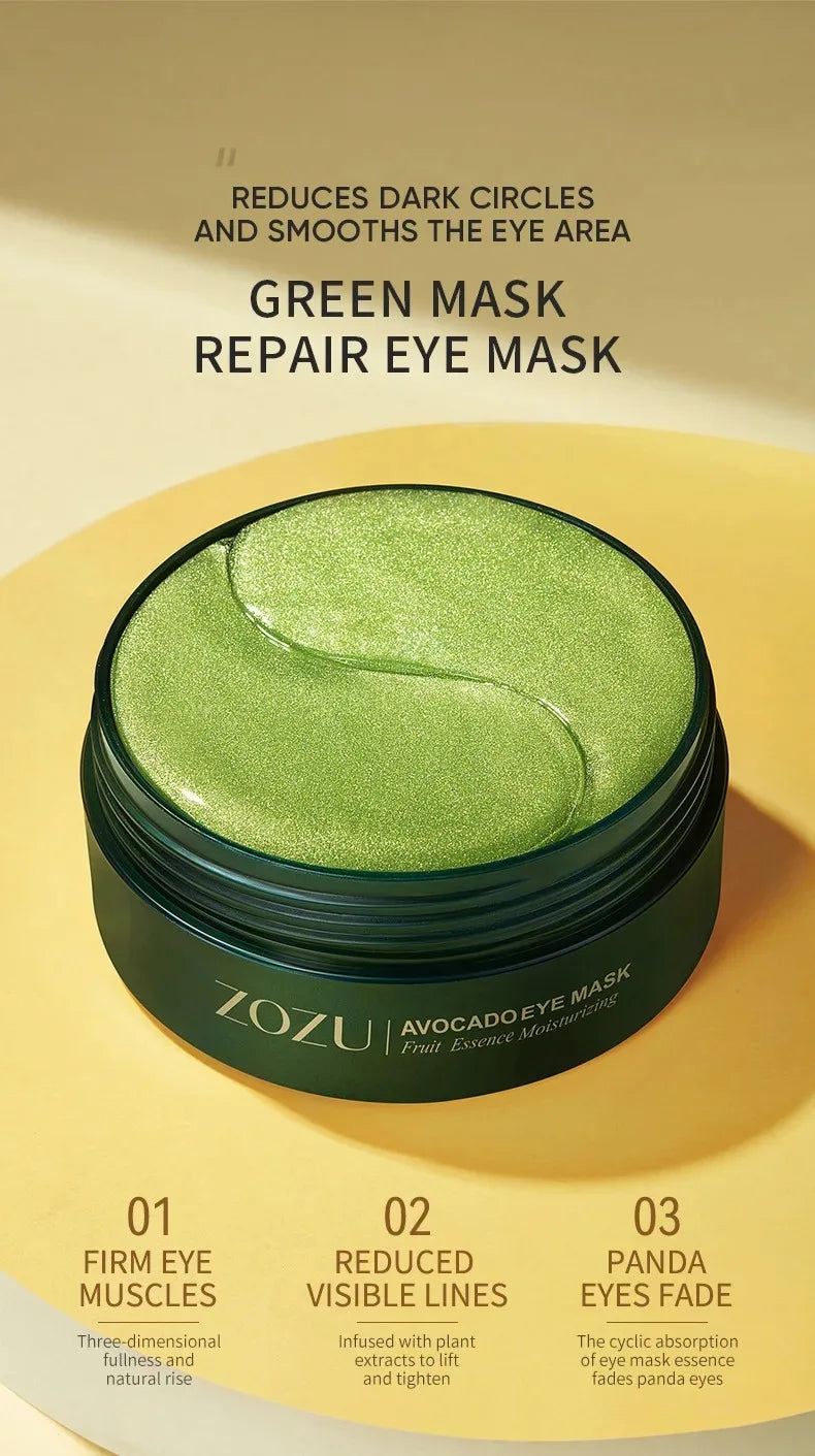 Avocado Gold Eye Patches (60/120pcs) – Moisturizing, Anti-Wrinkle & Dark Circles Care